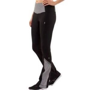 Lululemon Ice Queen Black and White Stripe Athletic Flare Pants